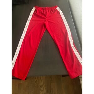 Y2K Guess Womens Red Athletic Tear-away Stiped Pants Snap Buttons